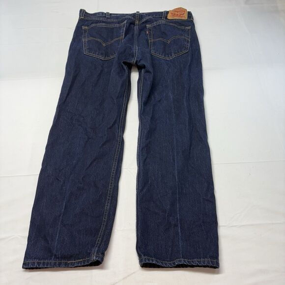 Levi’s 505 Blue Dark Wash Straight Leg Relaxed Fit Jeans Men’s W38 L29 - Picture 2 of 6